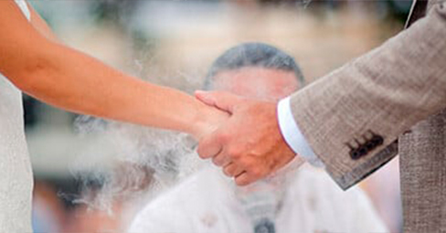 Wedding party celebrating on Cozumel